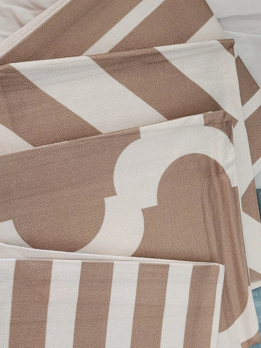 Taupe and White Striped/Chevron Pillow Cushion Covers - Pack Of 4